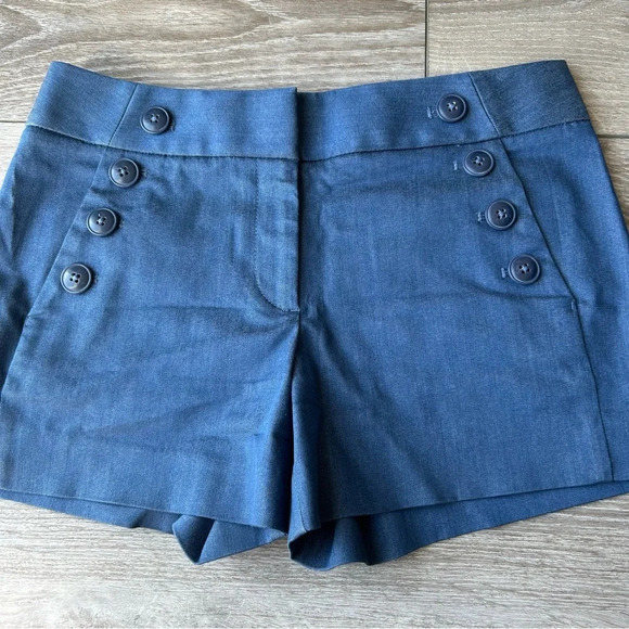 Ann Taylor Flat Front Blue Stretch Shorts - Picture 2 of 11